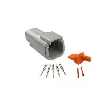 Repair pack DTM 4 cavity receptacle includes 1 x 4 way receptacle, 1 x 4 way wedge lock & 5 x pins & 2 x red cavity plug