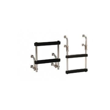 Boarding Ladder Transom Mount Foldable 3-Step 25"x16" Anodised Aluminium 181kg Capacity