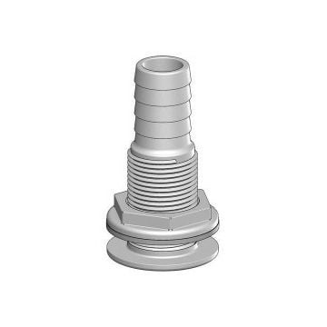 Thru-hull fitting White 1/2"x16mm hose tail GRP