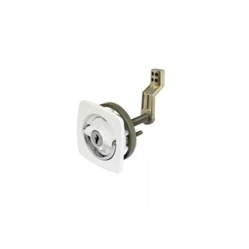 Lock flush mount white body & chrome handle with offset cam bar & flexible polymer strike