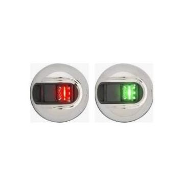 Light navigation round 2NM LED SS red/green vertical mount pair for 20m boat