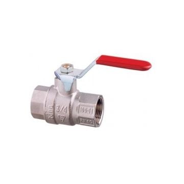 Valve ball 3/8" F-F Art1570 Brass (Nickel plated) PN40 full flow. Handle made of coated iron.