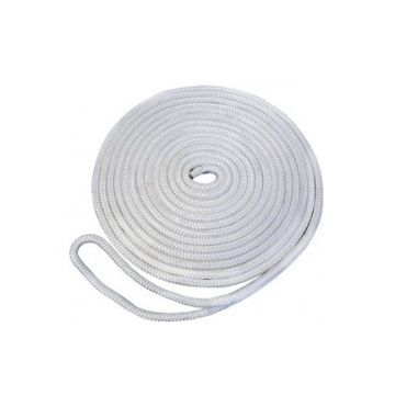 Rope Nylon 18mm 15ft White Double Braided 9185kg Breaking Load Dock Line with 12" Loop