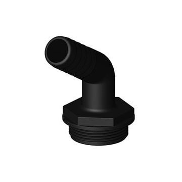 Hose connector 120 deg. Black 1-1/2" x 25 mm Male BSP (includes Blue washer GRP