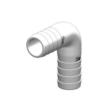 Hose connector 90 deg. White 25 mm GRP