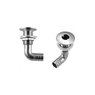 Thru hull SS 90 deg. 1-1/8" hose ID barbed