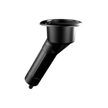 Rod cup holder ABS round top 30 deg. drain barb 3/8" (Black)