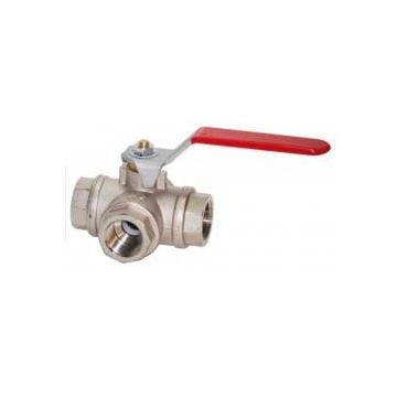 Valve ball 2" L-flow Art1552 Brass (Nickel plated) PN32 F-F-F connections