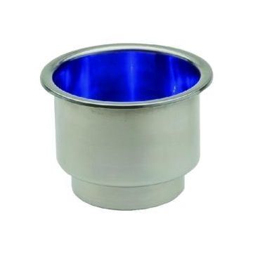 Drink holder blue LED SS 3.2"D x 3.6"dia