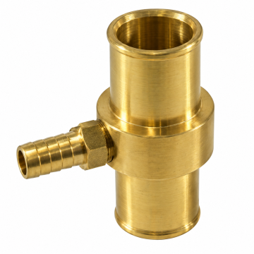 Tee Fitting Yellow Brass for 2" ID Hose with 1/2" Hose Barb