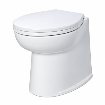 Marine Toilet Deluxe Flush 17" Angled Back 12V Freshwater with Solenoid Valve, Soft-Close Seat & Lid
