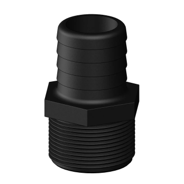 Hose Tail Straight 38mm × 1-1/2" BSP Long Male Thread Black