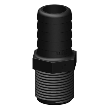 Hose Tail Straight Unequal 28mm × 1" BSP Long Male Thread Black
