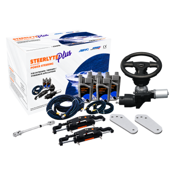 Power-Assisted Steering Kit SteerLyte for Twin Outboards up to 700HP with Twin Cylinders and T8 Tie Rod