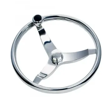 316 cast stainless steel steering wheel - 15.5" Vision FX Wheel (714) - stainlees steel finger grip rim - 22° dish - Fits 3/4" tapered shaft - W/Control Knob