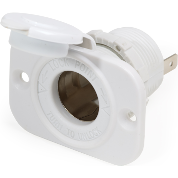 Socket Dash 12V DC White with Watertight Cap and Mounting Plate