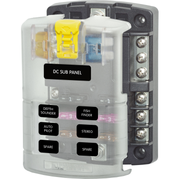 Fuse Block ST Blade 6 Circuit with Negative Bus and Cover