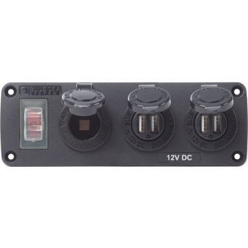 Accessory Panel Water Resistant 15A Breaker 12V Socket Two Dual USB Chargers