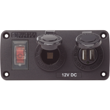 Accessory Panel Water Resistant 15A Breaker 12V Socket Dual USB Charger