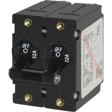 Circuit Breaker A Series Toggle Double Pole 32A Black