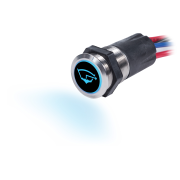 Push Button Switch Backlit Stainless Steel SPST OFF-(ON) 15A with 5 Icon Labels