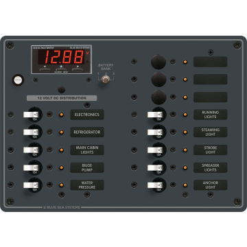 DC Distribution Panel 12V DC 13 Position with Digital Multimeter