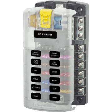 Fuse Block ST Blade 12 Circuit with Negative Bus and Cover