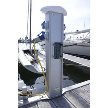 Pedestal Shore Power Atlantic 1-Socket 230V 16A/32A with Metering and Water Outlets White