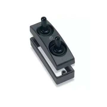 Switch Rocker 1101-BK-TS On/Off 20A Double Exterior Black Contour 1100 Series