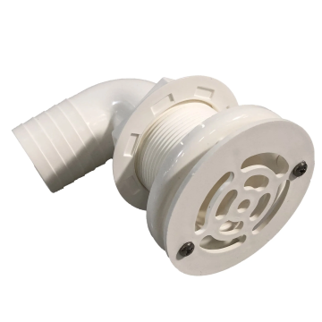Thru-Hull Overflow Drain 90° Barbed with Filter White 1-1/2"