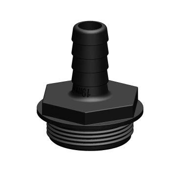 Hose Tail Straight 19mm × 1-1/2" BSP Black for Aquavalve