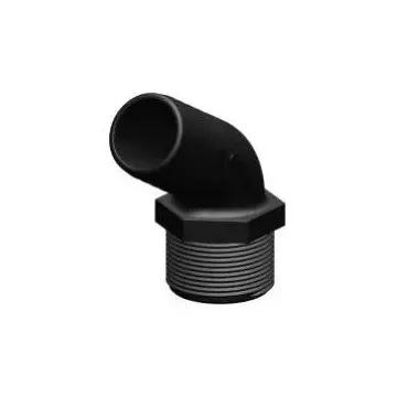 Hose connector 120 deg. Black long 1-1/4" x 38 mm Male BSP GRP