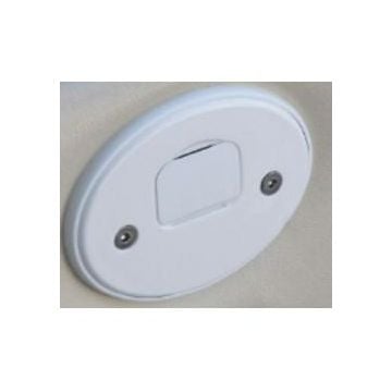 Powered Socket Classic White Oval Faceplate Polycarbonate 12/24V Twin Pack with Built-In Drain