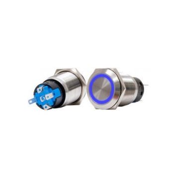 Switch BTSSS-24MBL momentary (Dia. 19) 24V 5A SS316 Blue LED Push Button