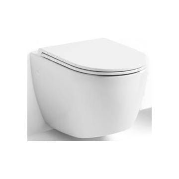 Toilet SKY 24V without bidet kit water inlet device, flush control, soft close seat & cover (White) Wall Mount
