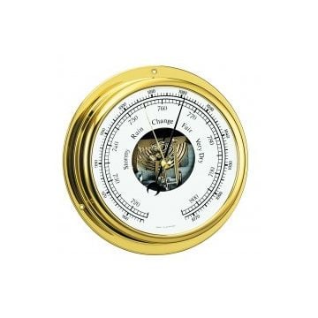 Barometer Brass 155mm Poseidon White Dial