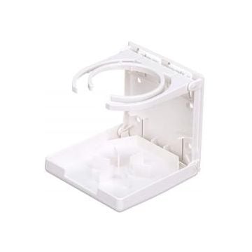 Drink holder fold-up white 2 rings polycarbonate 4-5/8" H x 4-9/16" W x 4-3/4" D