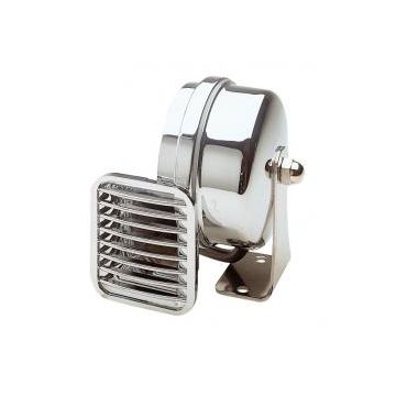 Horn compact 12V single Low pitch 109dB Type TN L80xB79xH90 mm (Made of chrome plated ABS & SS with SS mounting brackets)