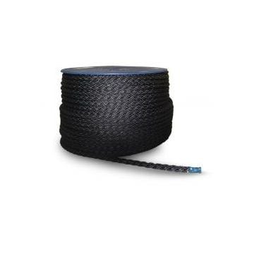 Rope polyester Dia. 12mm 12 strand braided Black 2200kg breaking load
