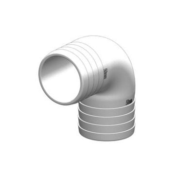 Hose connector 90 deg. White 50 mm GRP