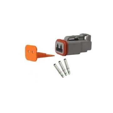 Repair pack DT 2 cavity plug includes (1) 2 way plug, (1) 2 way wedge lock & (3) socket