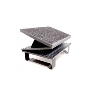 Footrest-adjustable for Dia.76mm seat column anodized Aluminium frame with plastic cover at front