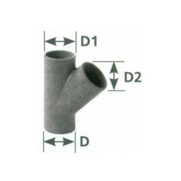 Y piece 125 mm entry & 100 mm / 125 mm exit PVC air divider