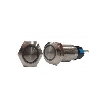 Switch BTSSS-12MRD momentary 12V 5A SS316 Red LED Push Button