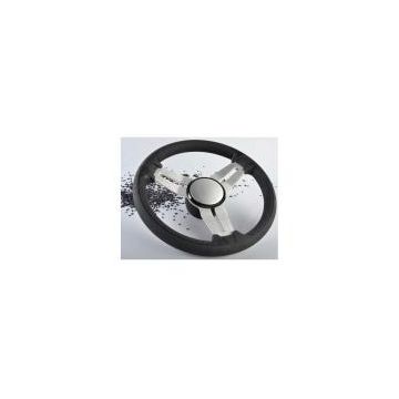Steering Wheel 15A Dia.350 silver Aluminium spokes & black rim with separate keyed hub kit