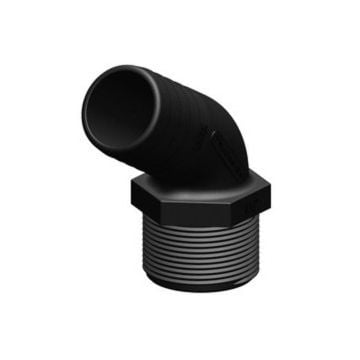 Hose connector 120 deg. Black long 1-1/2" x 38 mm Male BSP GRP