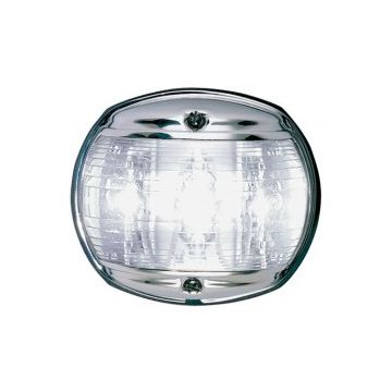 Navigation mast 12V LED chromed Brass with black polymer base vertical mount side light