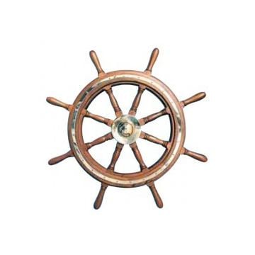 Steering Wheel Type 09 650mm Chrome 8-Spoke Teak Wheel and Rim