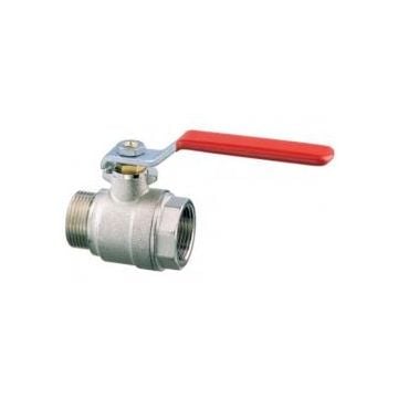 Valve ball 1/4" M-F Art1576 Brass (Nickel plated) PN30 full flow. Handle made of coated iron.