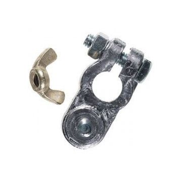 Battery terminal lead -ve 8 mm stud wing nut style with Brass nut